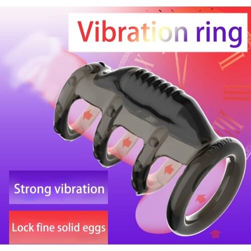 Vibrating Penis Rings For Male Time Delay Ejaculation Men Sex Toys Silicon Penis Sleeve Ring Cock Ring Men Chastity Cage Device