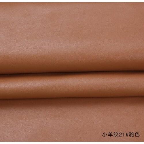 High Quality Micro Sheep pattern 21# light brown PU Leather fabric with little elastic for DIY furniture bag material(50x69cm)