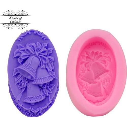 Xixing Cake turning sugar silica gel mold Christmas pudding Chocolate Mold Christmas bell shape soap mold kitchen supplies
