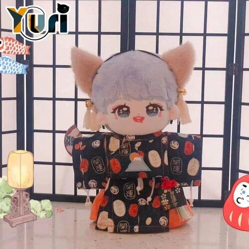 Yuri Handmade Japanese Kimono Outfit Clothes Cosplay Traditional Ear Clothing Retro For 20cm Doll Toy Costume C XH