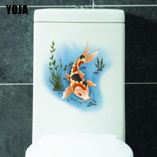 YOJA 24.2*24.2CM Fish And Seaweed Under Water Home Decor Toilet Decal Wall Sticker Cartoon Pattern T3-1014