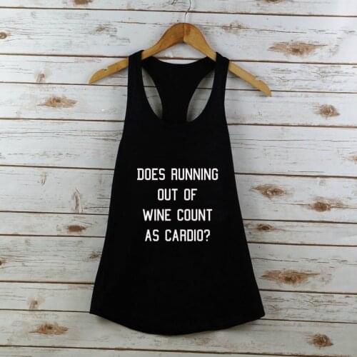 Funny Casual Sleeveless Tee Vest DOES RUNNING OUT OF WINE Workout Tank Top Good Vibes Letter Summer