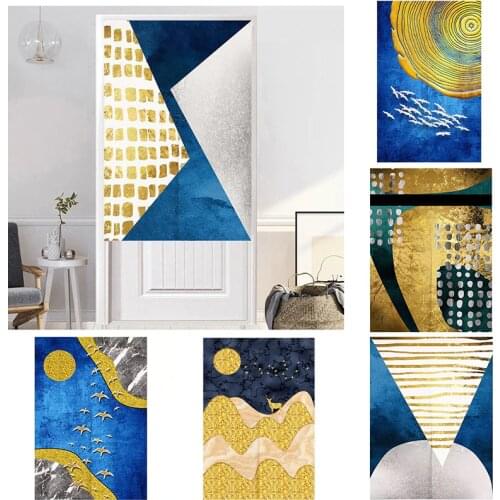 Geometric Fabric Blackout Curtain Cotton Linen Partition Curtain Door Curtain Home Decoration Doorway Hanging Curtain