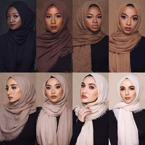 90*180cm women muslim crinkle hijab scarf femme musulman cotton headscarf foulard soie islamic long shawls and wraps