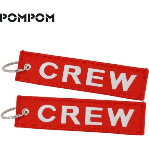 10 PCS/LOT Fashion Crew Keychain llaveros Luggage Tag Embroidery Red Crew Keychain for Aviation Gifts OEM Motorcycle Keychains