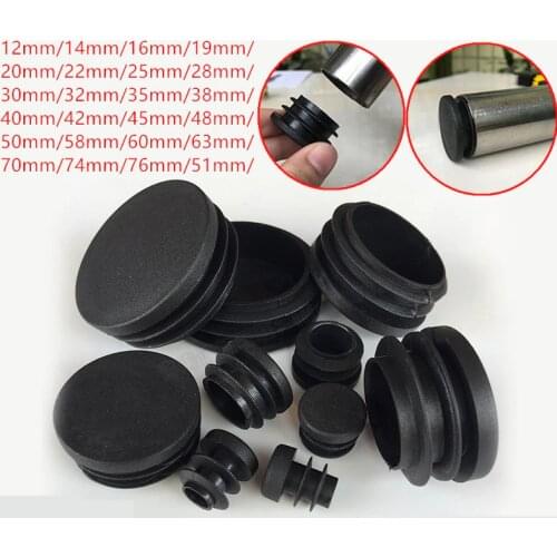 2-100PCS Black Round Plastic Blanking End Cap Caps Tube Pipe Inserts Plug Bung Insert Stopper For Chair Leg Pipe 12MM-76MM