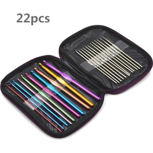 22Pcs Crochet Hook Set Multi-Colour Aluminum Crochet Hook Needles Knit Weave Craft Yarn Stitches DIY Craft Knitting Crochet Hook