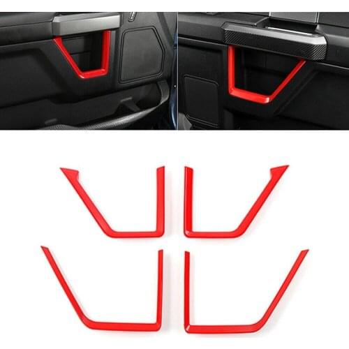4Pcs Car Red Interior Inner Door Frame Cover Trim for Ford F150 2015-2019