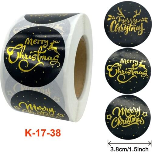 500pcs 1.5inch Christmas Gift Sealing Stickers Sealing self-adhesive Stickers Xmas Merry Christmas Party Gift Decor Labels