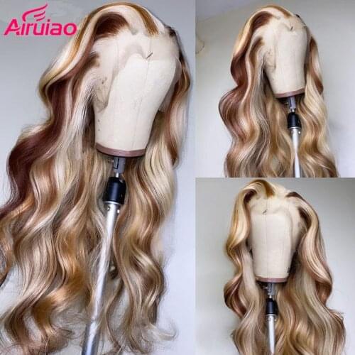 Loose Wave Highlight 613 Blonde Human Hair Lace Frontal Wigs For Black Women Colored Ombre Remy HD Transparent Lace Pre Plucked