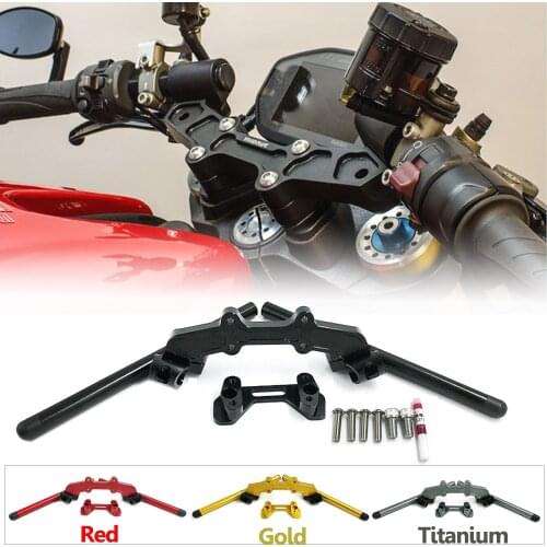 Motorcycle Accessories Risers Adjustable Handlebars Handle Bar With Adapter For Ducati Monster 821 1200 R S 2014 2015 2016 2017