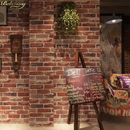 Beibehang 0.53x10m Retro Nostalgic 3D Stereo Brick Wallpaper Cafe Bar Restaurant Culture Stone Red Brick Wallpaper
