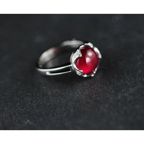 Free shipping The character 925 Solid Sterling Silver jewelry handmade lady Thailand folk style red corundum Ring more style
