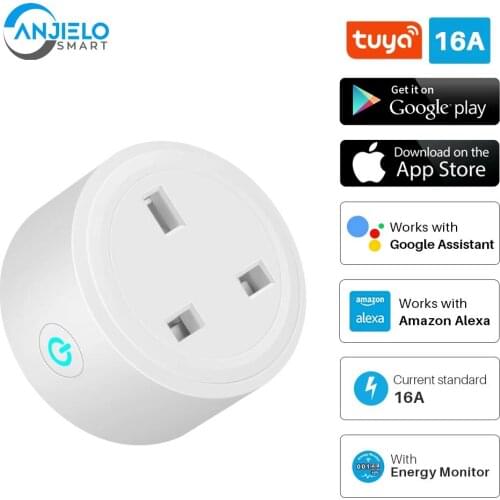 Wireless Smart Plug WiFi Socket 16A Power Monitor Timing Function Tuya SmartLife APP Control Works With Alexa Google Assistant
