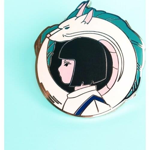 White Dragon Hard Enamel Pin Cartoon Animals Brooch Anime Movie Spirited Aways Fan Collectible Badge Jewelry Fashion Unique Gift