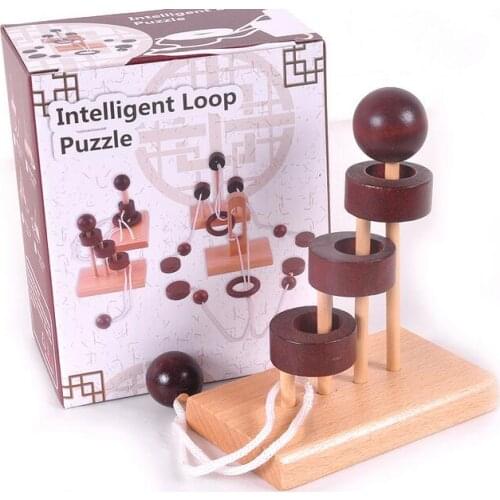 Wooden String Puzzle Mind Brain Teaser Rope Puzzles Game Toys for Children Adults