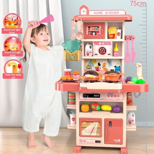 Childrens Kitchen Toys Large Diy Mini Sound And Light Kitchenette Safe Plastic Pretend Role Play Tableware Kids Educational Toy