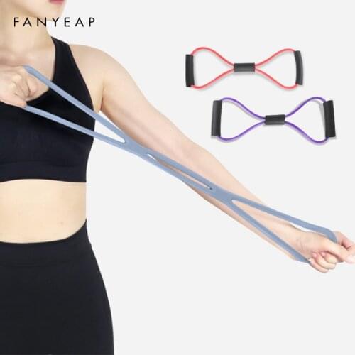 TPE 8 Word Fitness Yoga Gum Resistance Rubber Bands Fitness Elastic Band Fitness Equipment Expander Workout Gym Exercise Train
