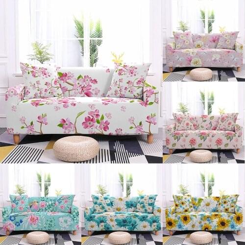 1/2/3/4 Seater Flower Flora Print Elastic Sofa Cover Universal Stretch Sofa Slipcovers for Living Room Couch Cover Sofa Decor