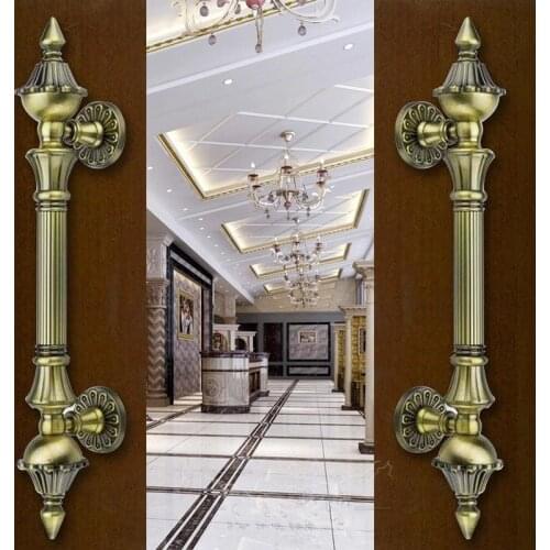 Europen Retro wooden door handles Bronze big gate door pulls antique copper Ktv Hotel Home Office wooden door handles fittings