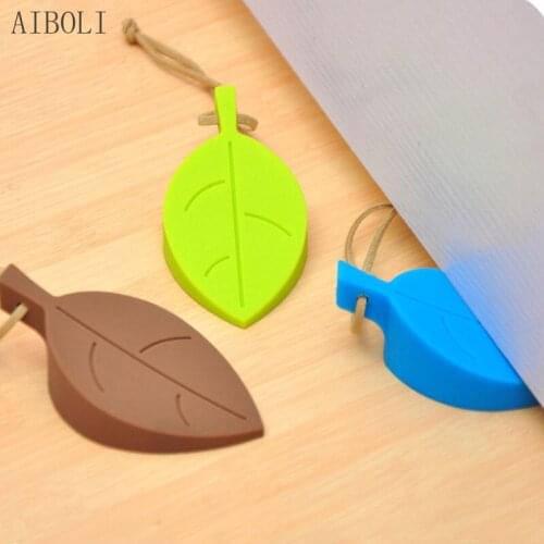 1PCS 4 Color Cute Creativity Cartoon Leaf Style Door Stopper Silent Door Stop Silicon Doorstop Safety For Baby Home Decoration