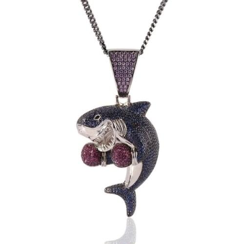 New Hip Hop Men Fashion Mini Boxing Shark Pendant Necklace