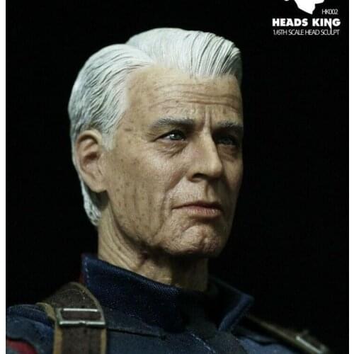 HK002 1/6 Scale The Old Captain Head Sculpt White Hair with Neck Fit 12" Male Action Figure Body Dolls
