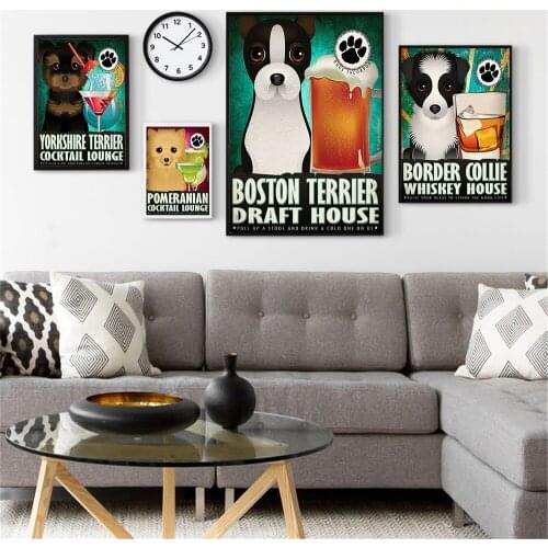 Wall Art Retro Dogs Drink Beer Brown Dog Dachshund Painting Cute Poster Quote Wall Decor Kitchen Room Decor Cuadros Decoracion