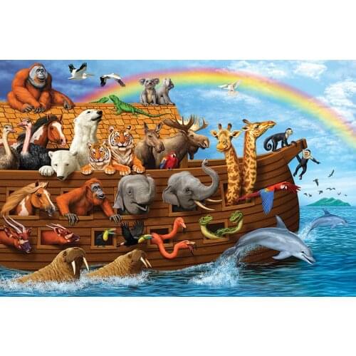 JMINE Div 5D Noah Ark Ship African Animals Giraffe elephant Full Diamond Painting kits art Rainbow 3D paint by diamonds