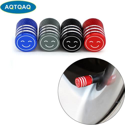 4Pcs/Set Universal Smiling Alu-alloy Tire Valve Caps for Car Truck Motorcycle Bicycle Valve Stem Cover Tire Accessories