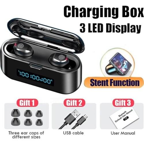LANMIAO F9 HiFi Bluetooth 5.0 Noise Reduction Stereo Automatic Pairing Wireless Earphones LED Display TWS Bluetooth Earphone