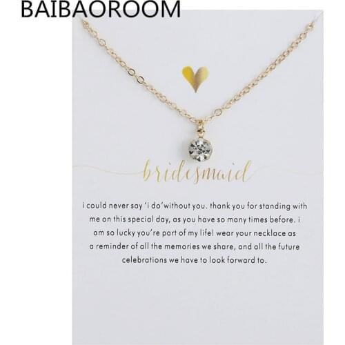 New Arrived Multifaceted Cut Around Crystal Alloy Bridesmaid Wedding Commemorative Pendant Necklace Jewelry
