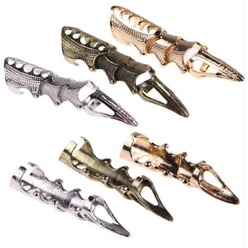 Mens Punk Gothic Alloy Ring Claw Spike Armor Knuckle Joint Full Finger Ring 1Pcs Bronze Gold