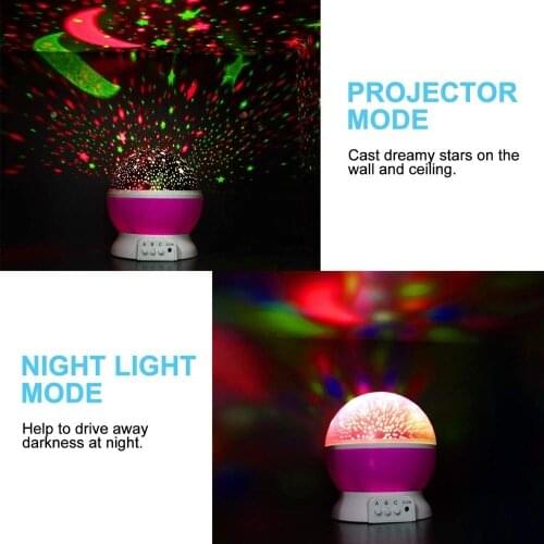 Gifts for Kids rotating Star Starry Sky LED Night Light Projector Moon Lamp Battery USB power Bedroom desk Lamp Projection Lamp