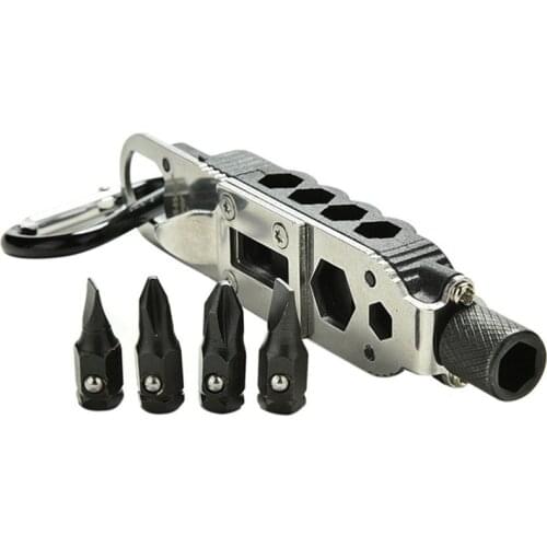 Portable Multitool Screwdriver Set with 4 Batch Head Nut Driver Handle Repair Tool Kits EDC Opener Keychai