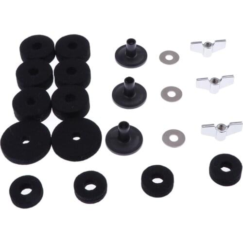 Practical Drum Set Cymbal Felts+Sleeves+Wing Nuts+Washers Set for Hi-Hat Cymbal Stand Accessories