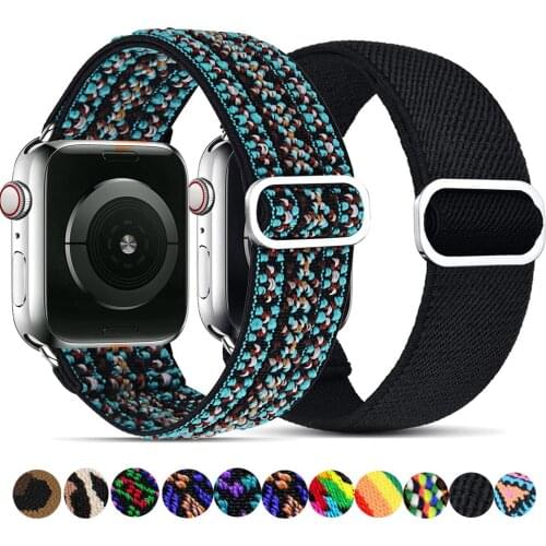 Scrunchie Strap for Apple watch band 40mm 38mm 44mm 42mm Bohemia Elastic belt solo loop bracelet iWatch 3 4 5 se 6 series band