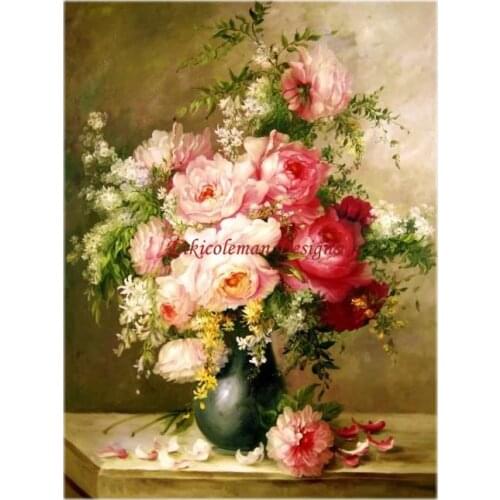 Needlework for embroidery DIY French DMC High Quality - Counted Cross Stitch Kits 14 ct Oil painting - Roses Bouquet