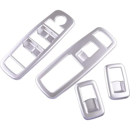Silver Inner Window Lift Switch Button Frame Cover Trim Fit for Dodge Charger 2011 2012 2013 2014 2015 2016 2017 2018 2019-2021