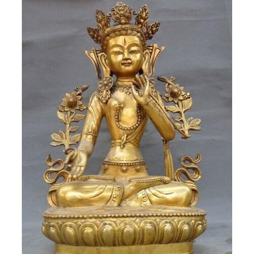 Old Tibetan Buddhism bronze Gilt tara Kwan-Yin Guanyin Bodhisattva Buddha statue