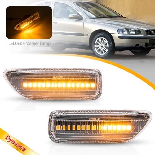 For Volvo XC90 XC70 S80 MK1 S60 Pre-Facelift LED Dynamic Sequential Amber Turn Signal Lights Side Marker Lamps 2002 2003 2005