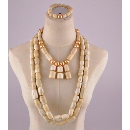 Gorgeous White Coral African Beads Jewelry Set Nigerian Wedding Coral Necklace Jewelry Set C40-02