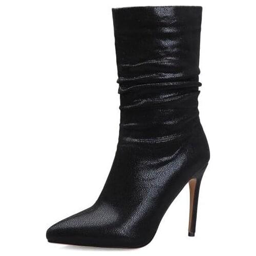 Big Size 9 10 11-17 boots women woman winter boots women women shoes botas Pleated sleeve tip heel