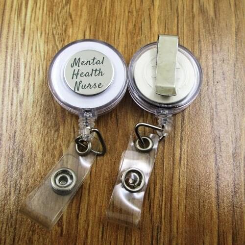Mental health nurse ID Badge Reel gift for him/her friend family retractable recoil id badge holder work fun