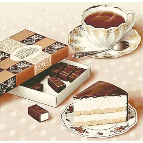 Gold Collection Lovely Counted Cross Stitch Kit Birds Milk Food Breakfast Afternoon Tea Chocolate Cake Bun S_Zefirom