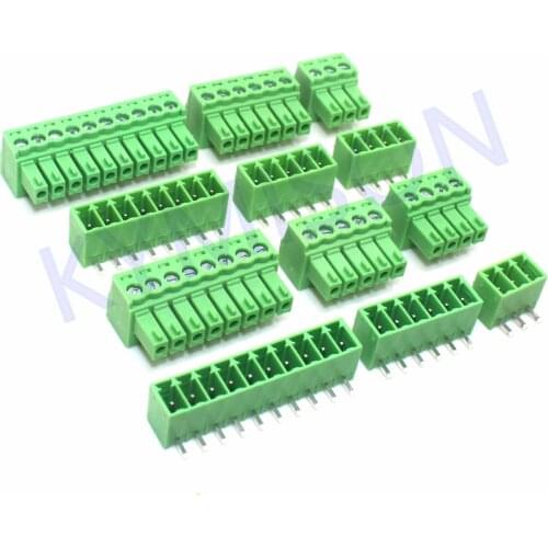 10sets KF2EDG 3.81MM PCB Pluggable Terminal Block Connector 2P3P4P5P6P7P8P9P10P Straight needle Pin KF15EDG-3.81 Green Terminal
