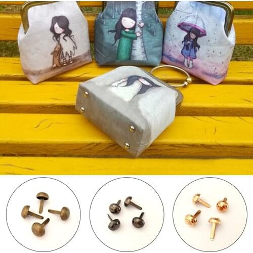 100Pcs Metal Foot Nails Screws DIY Mushroom Feet Rivets Studs Pierced Spike For Bags Purse Handbag Bottom Protecting Rivets