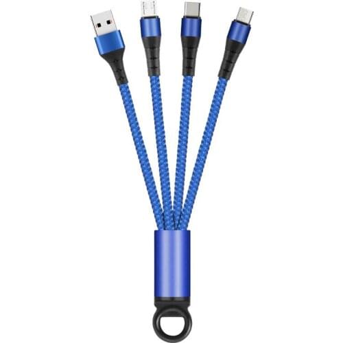 3 in 1 Micro USB Type C Fast Charging Cable For iPhone 8 11 Samsung Xiaomi Android Portable Multi Keychain Short Data Cord 14cm