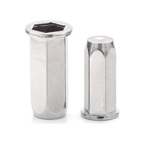 304 stainless steel blind hole full hexagon rivet nut hexagonal belt side pull cap rivet M4M5M6M8M10