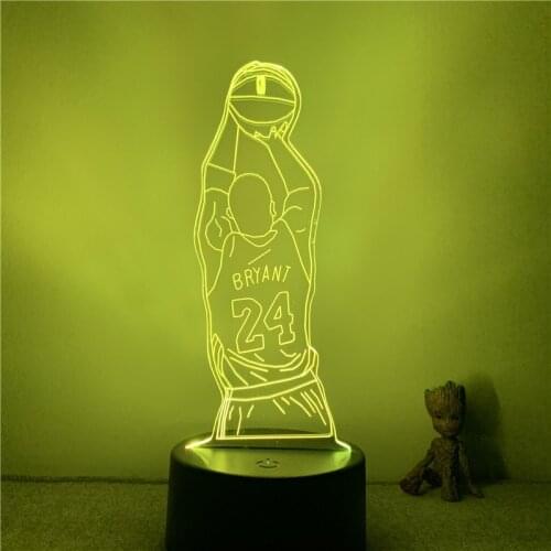 3D Nightlight Great Athlete Basketball Black Mamba No.24 Figure 7 Colors Touch Optical Illusion Table Lamp Gift Room Decor Light